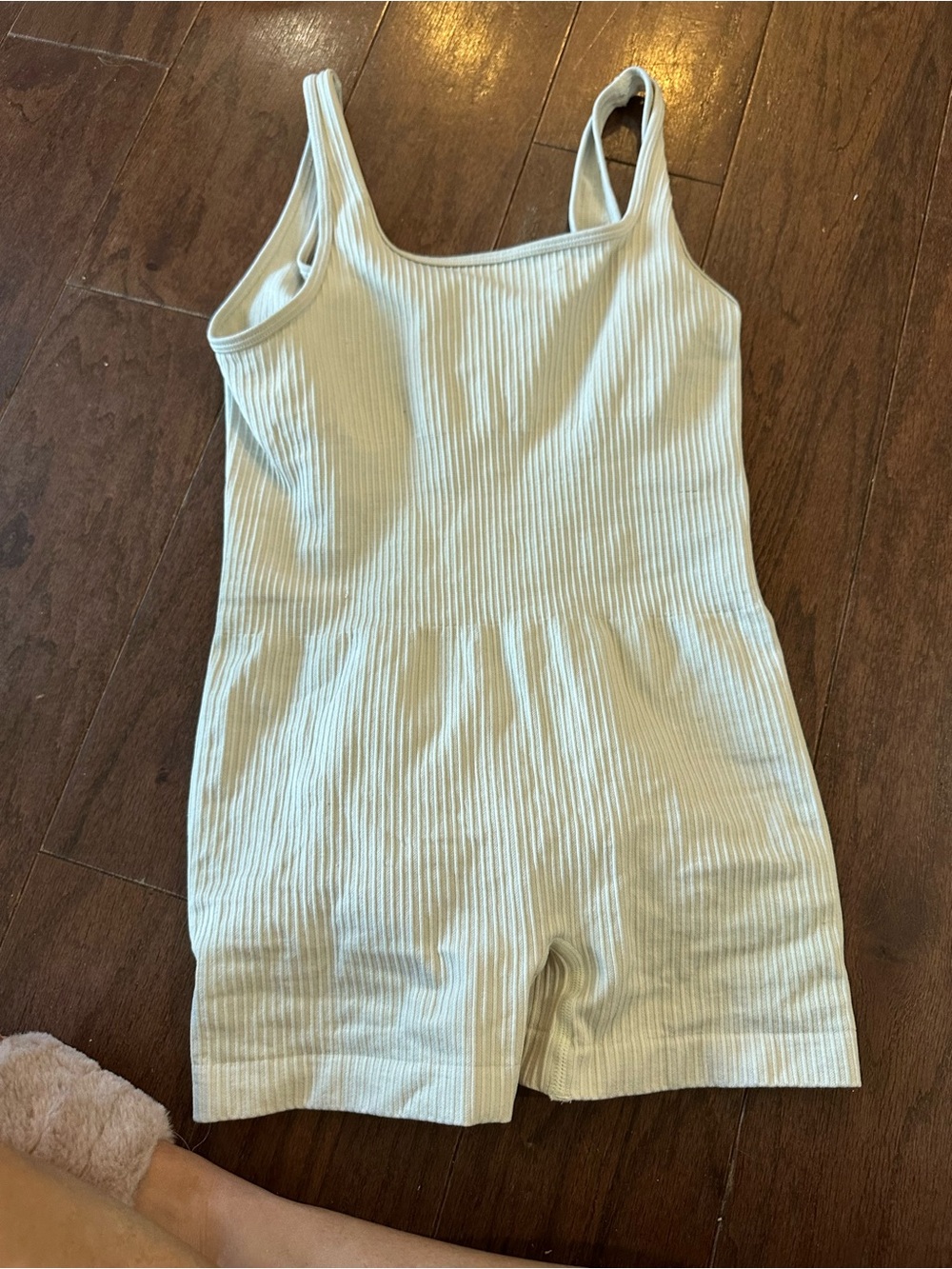 Ribbed Tank Romper - Cream